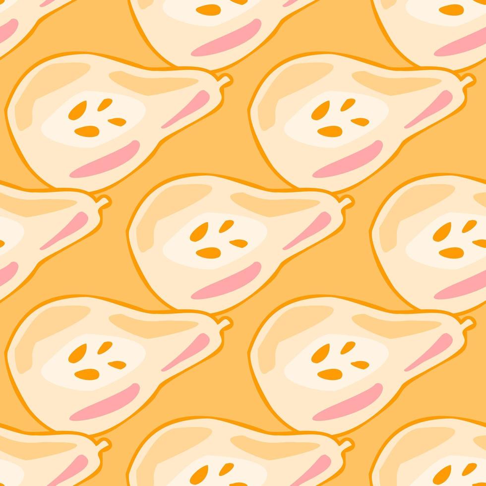 Pears of seamless pattern. Hand drawn background fruit. vector