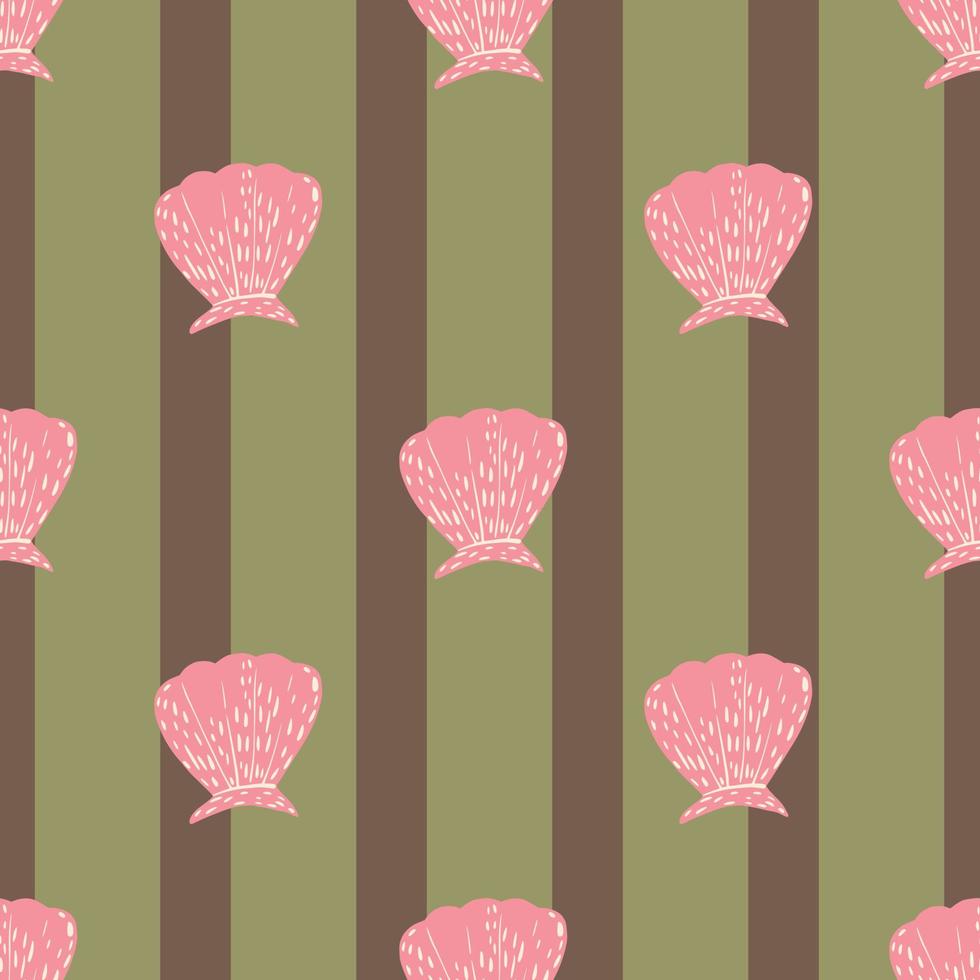 Seamless pattern seashells. Cute conch in doodle style vector