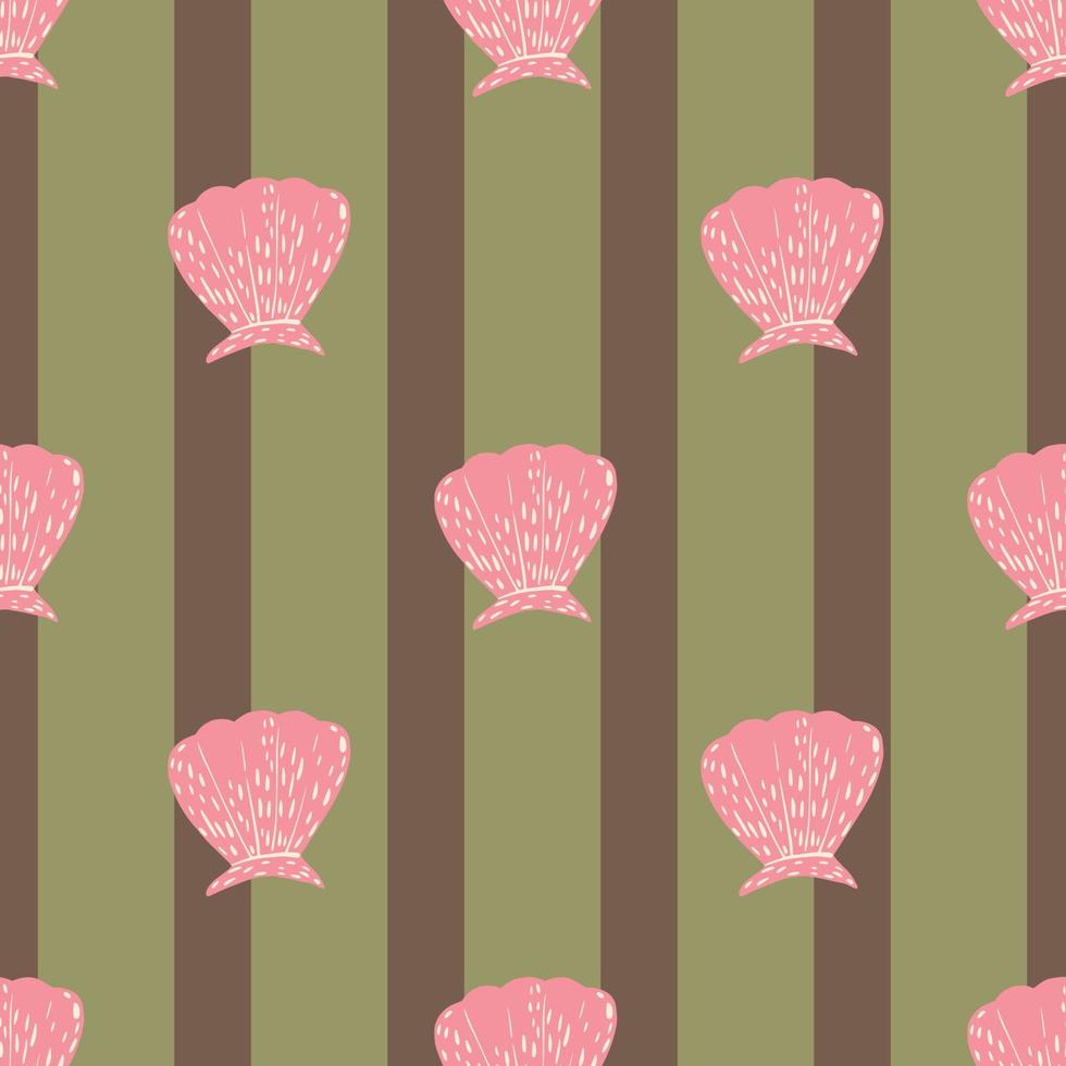 Seamless pattern seashells. Cute conch in doodle style vector