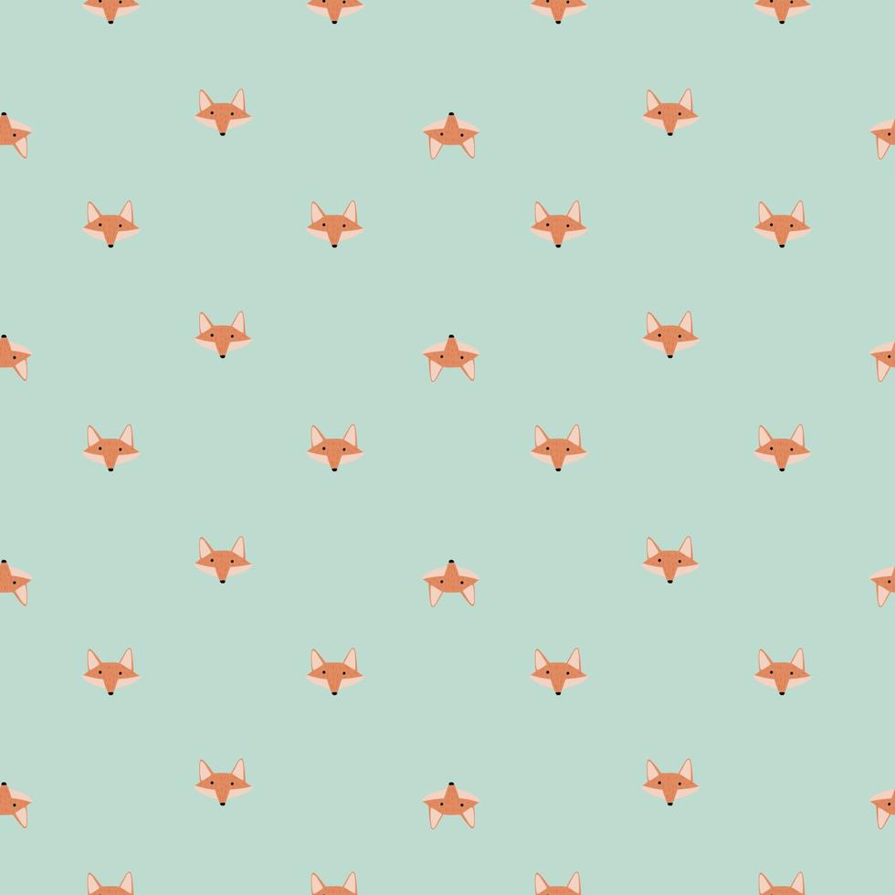 Fox pattern seamless in freehand style. Head animals on colorful background. Vector illustration for textile.