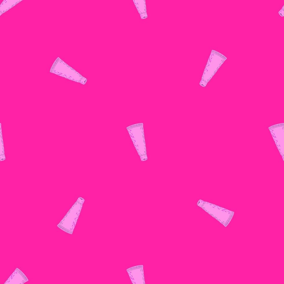 Tube cosmetic cream seamless pattern. Elements spa in doodle style. vector