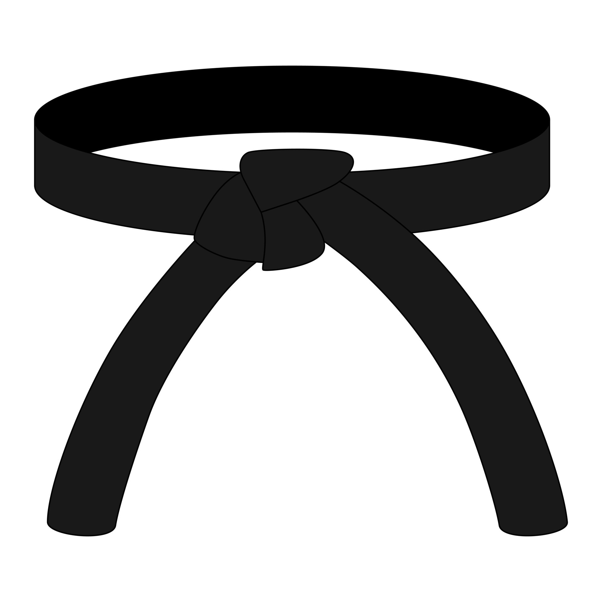 cinturón de karate color negro aislado sobre fondo blanco. icono de