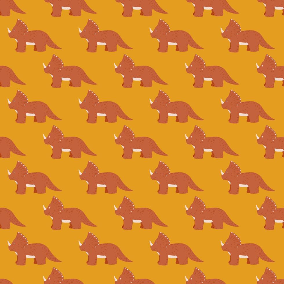 Triceratops seamless pattern. Children dino background. vector