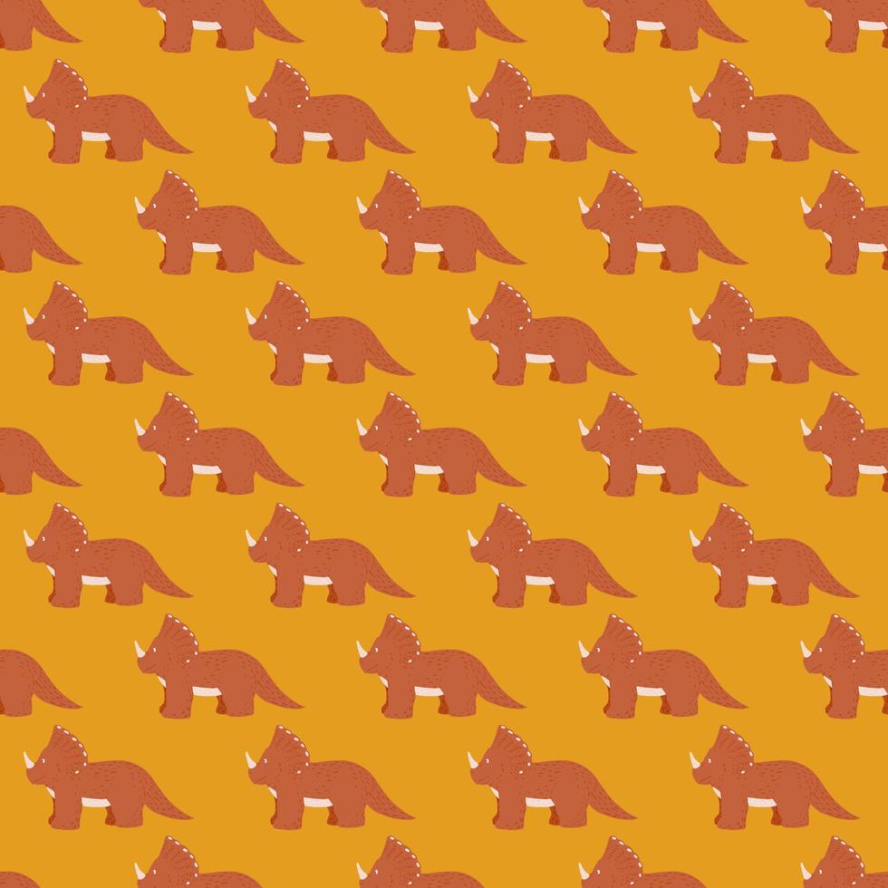 patrón sin fisuras de triceratops. fondo de dinosaurio para niños. vector