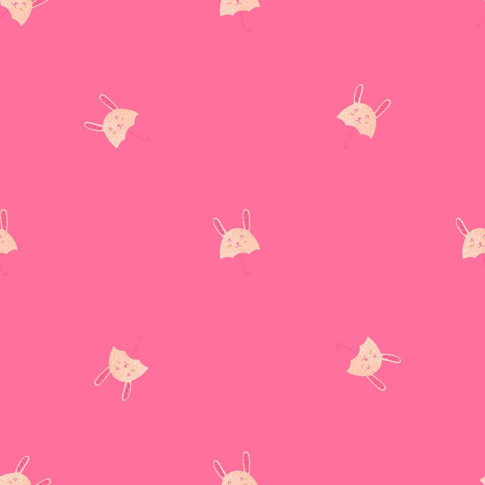 Umbrella bunny seamless pattern. Funny characters background. vector