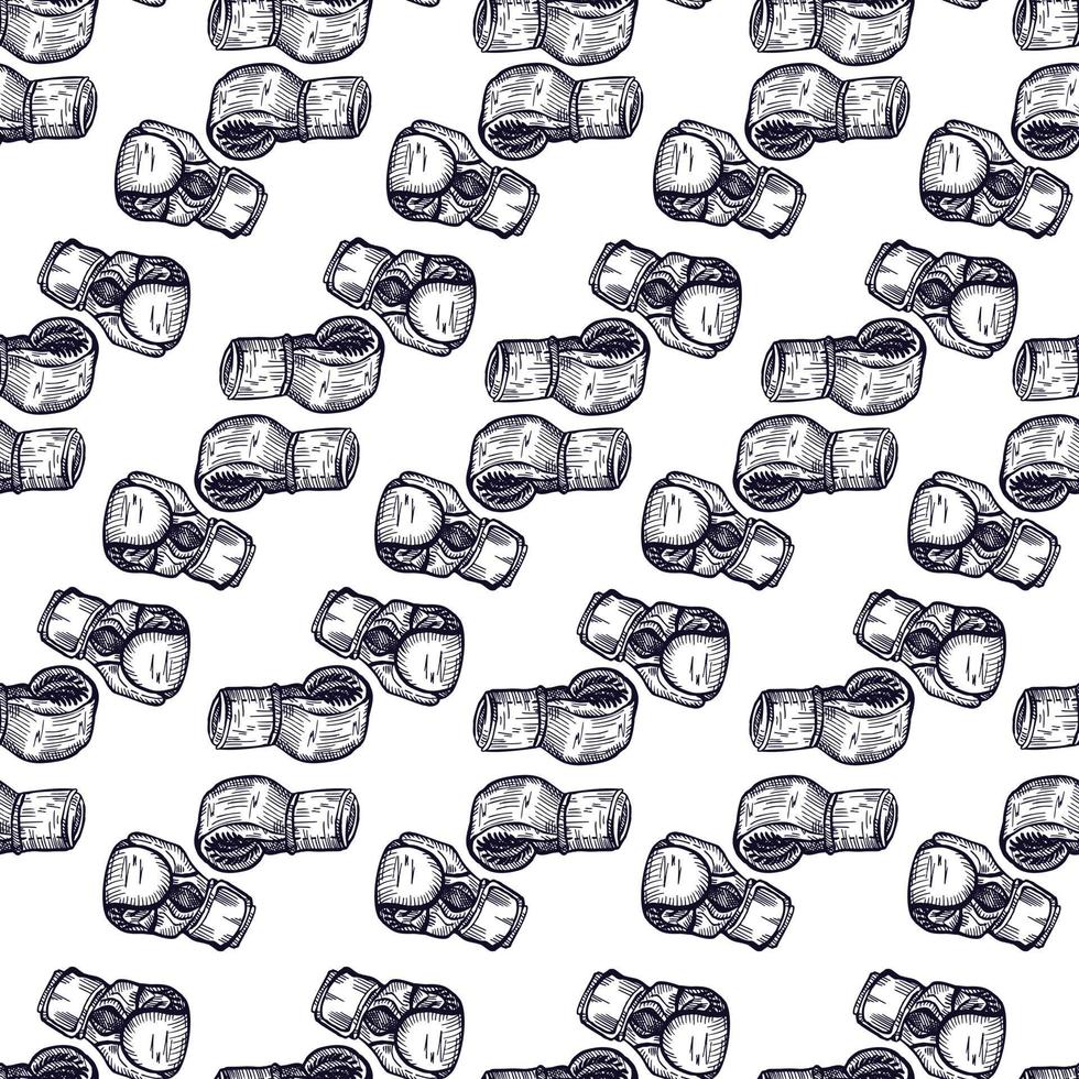 Boxing gloves seamless pattern. Vintage sport inventory background. vector