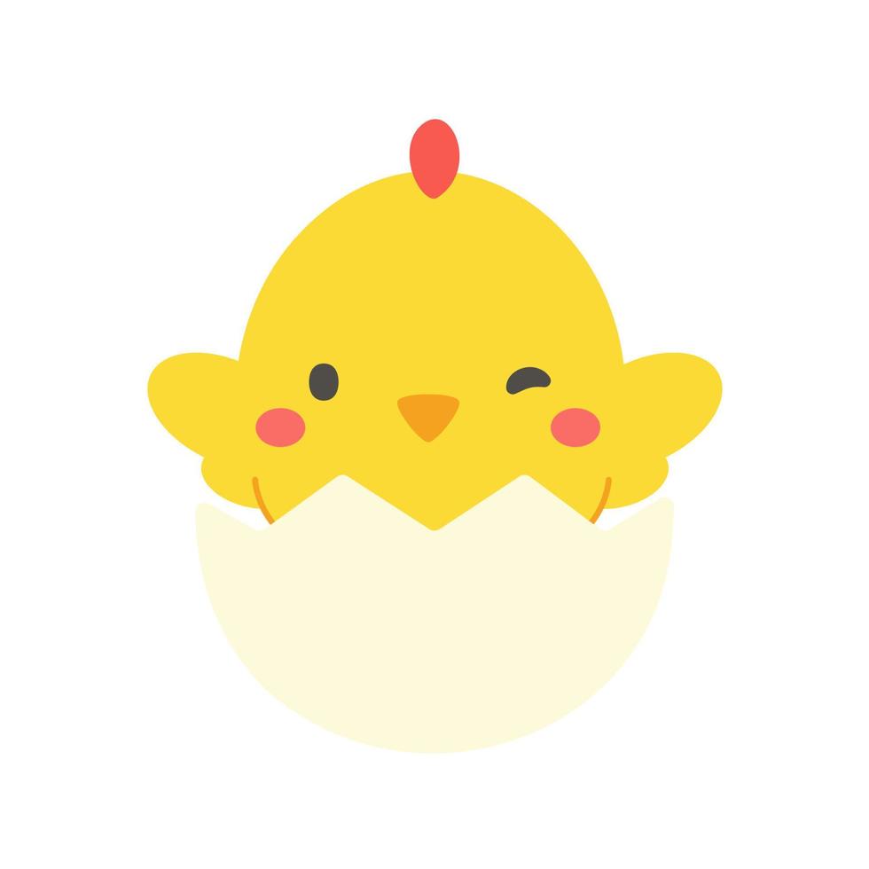 cartoon little chick Hatched eggs on Easter. decorate greeting cards for children vector