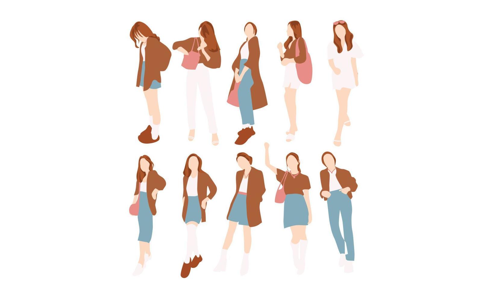 A student high school wearing beautiful outfit and different style for her school vector