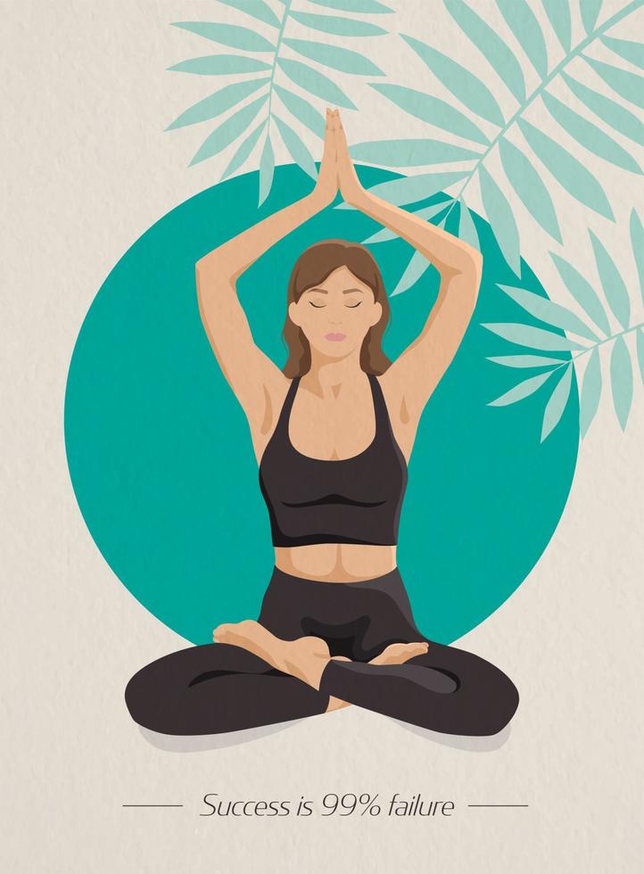 una mujer hace un afiche de yoga. chica yogui. vector