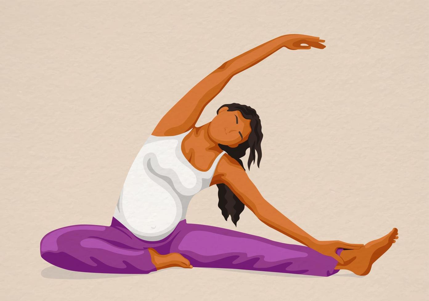 A pregnant woman does yoga. African American pregnant yogi girl. vector