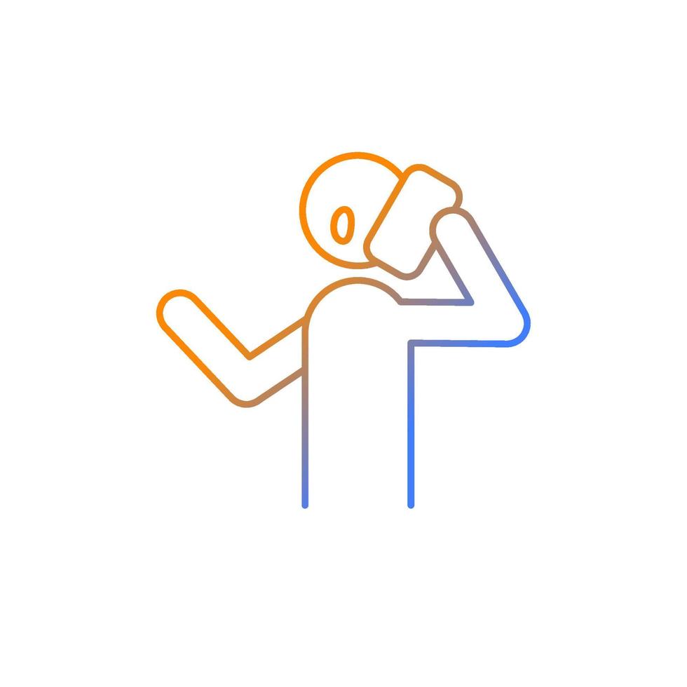 Talk via phone gradient linear vector icon. Making telephone call. Phone conversation. Communication with people. Thin line color symbol. Modern style pictogram. Vector isolated outline drawing