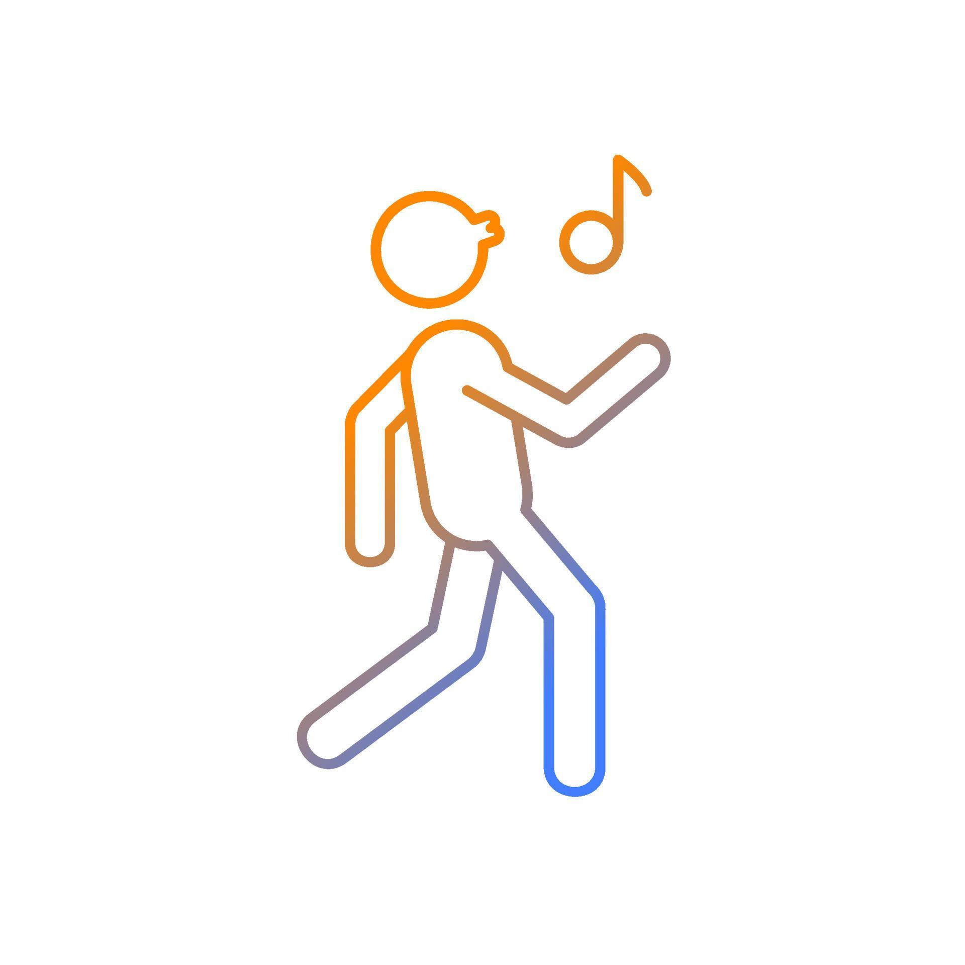Whistle gradient linear vector icon. Bad habit. Person walking and whistling. Habitual patterns