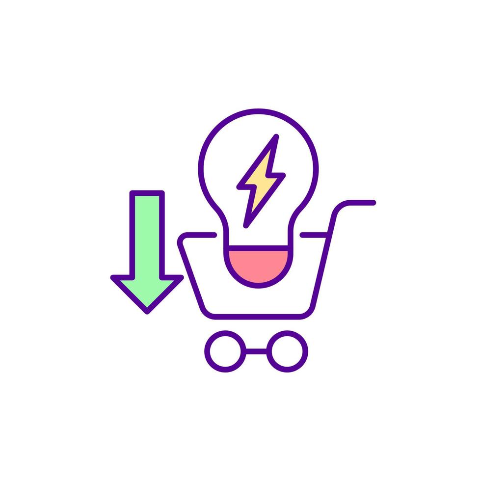 Energy-efficient light bulb RGB color icon. Reducing carbon dioxide emissions. Saving electricity. Lighting choice. Environmental benefit. Isolated vector illustration. Simple filled line drawing