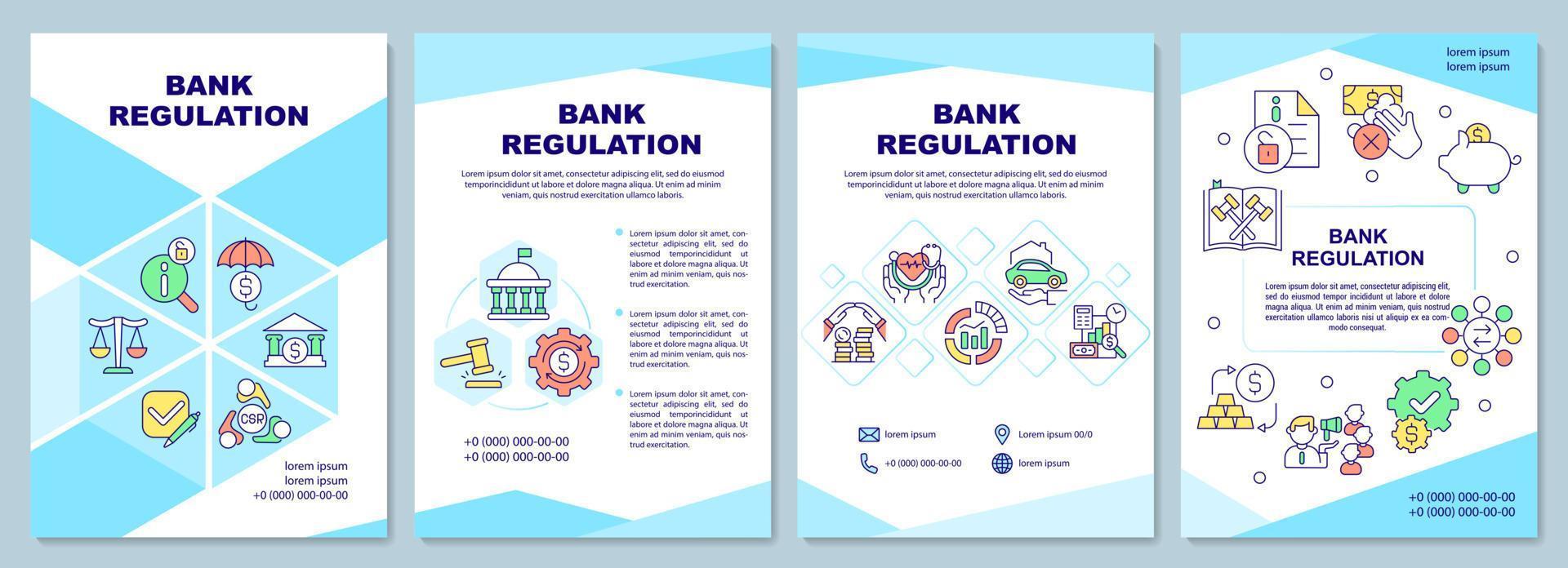 Bank regulation brochure template. Minimum reserve ratio. Flyer, booklet, leaflet print, cover design with linear icons. Vector layouts for presentation, annual reports, advertisement pages