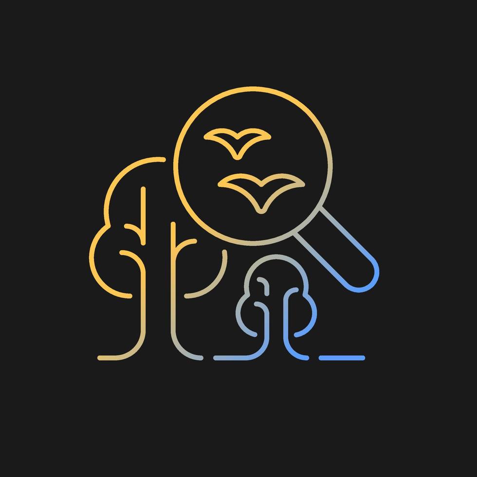Environmental science gradient vector icon for dark theme. Current environmental problems, natural world study. Thin line color symbol. Modern style pictogram. Vector isolated outline drawing