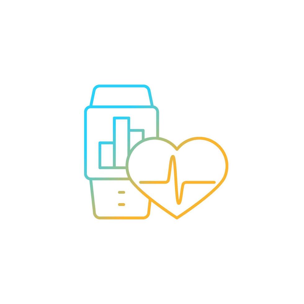 Health trackers for workers gradient linear vector icon. Monitoring employee wellbeing. Wearing fitness tracker. Thin line color symbol. Modern style pictogram. Vector isolated outline drawing