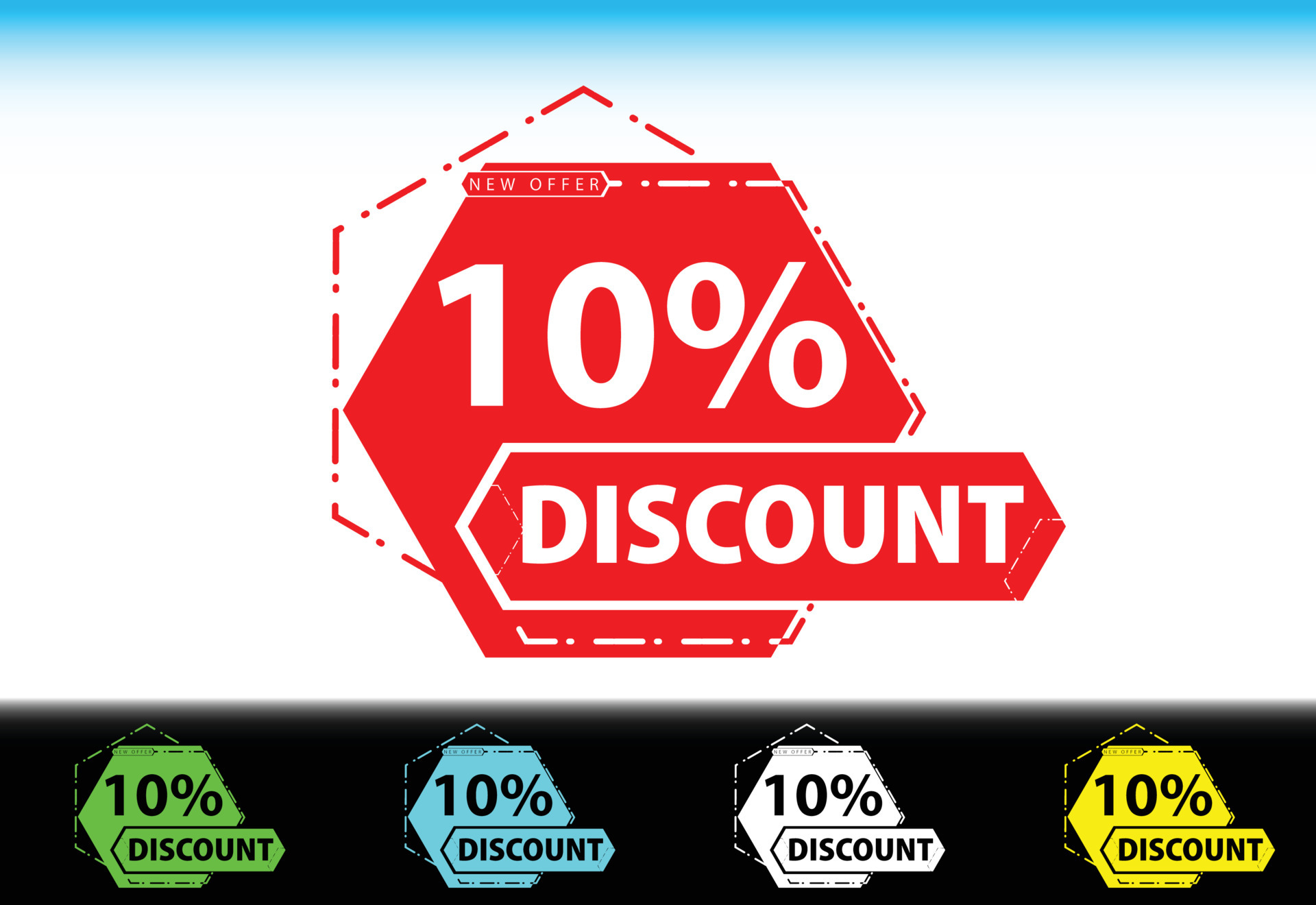 10 percent discount new offer logo and icon design template 6410625