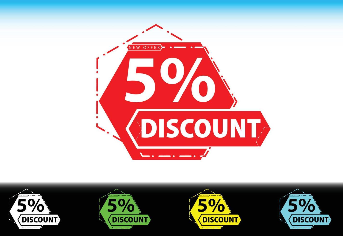 5 percent discount new offer logo and icon design template vector