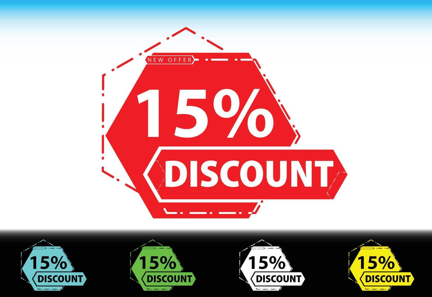 15 percent discount new offer logo and icon design template vector