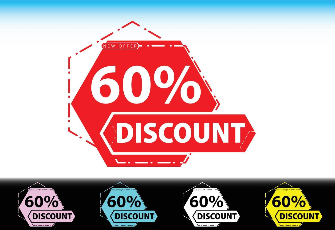 60 percent discount new offer logo and icon design template vector