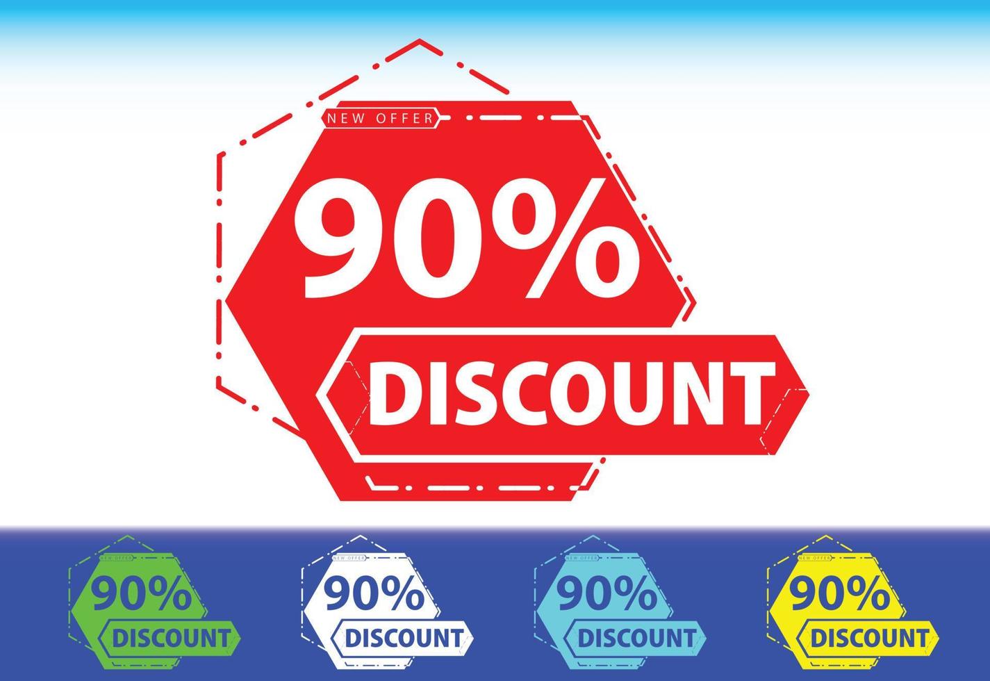 90 percent discount new offer logo and icon design template vector