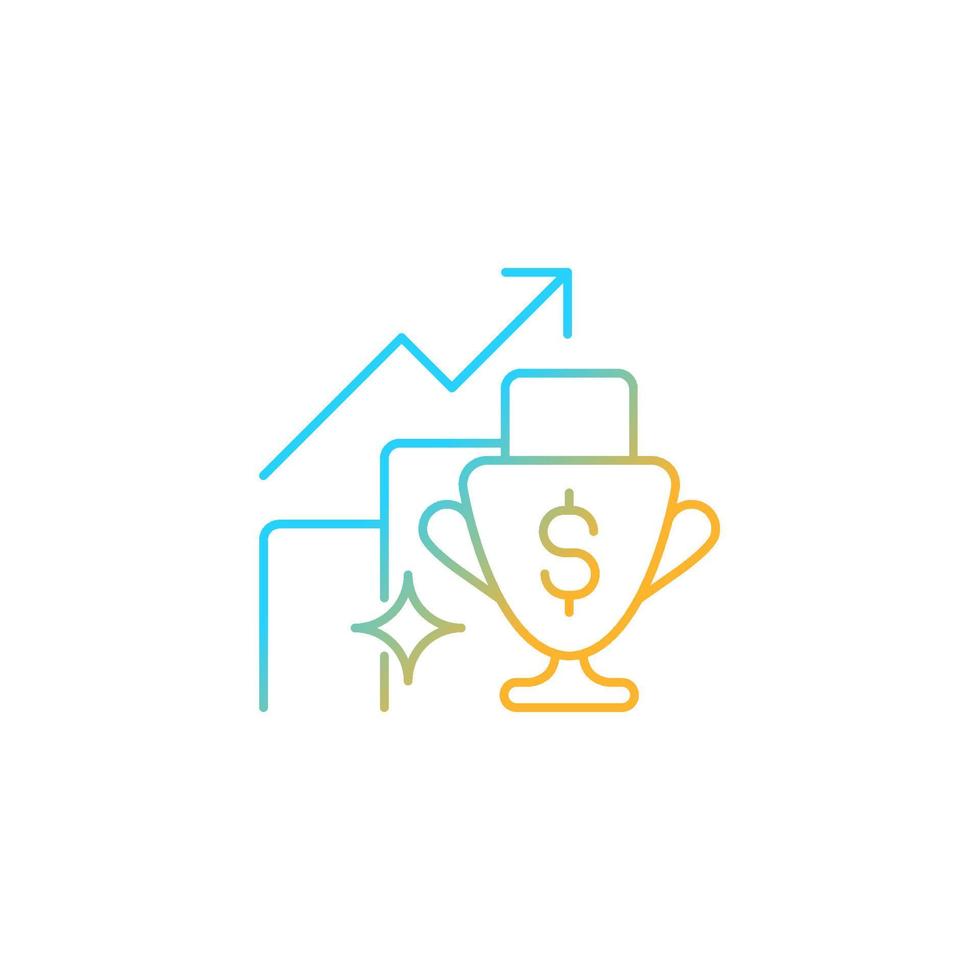 Performance bonus gradient linear vector icon. Motivating talented employees. Encouraging to achieve goals. Thin line color symbol. Modern style pictogram. Vector isolated outline drawing