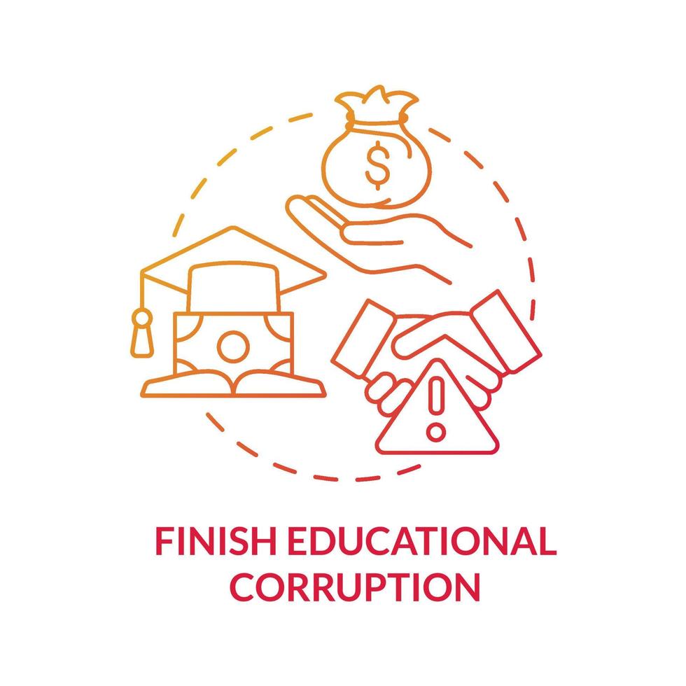 Fight educational corruption concept icon. Illegal actions in educational system abstract idea thin line illustration. Cheating on entrance examination. Vector isolated outline color drawing.