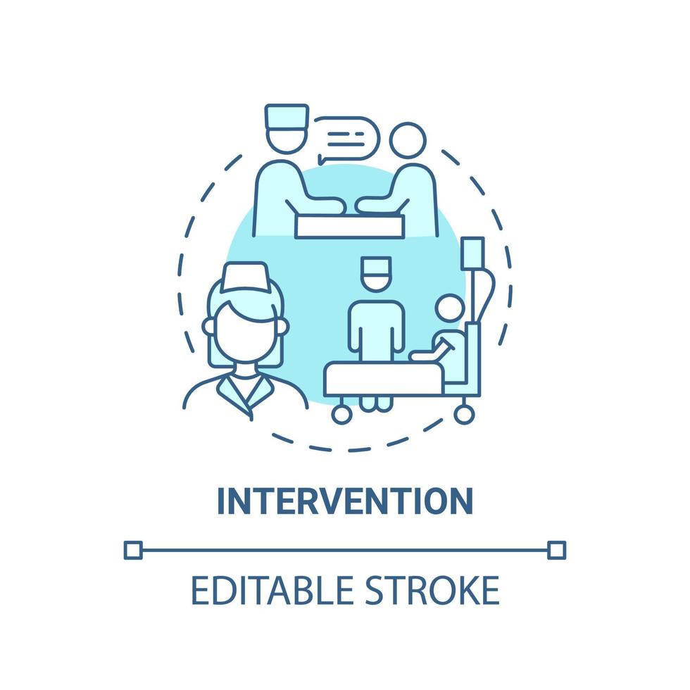 icono de concepto azul de intervención. rehabilitación pulmonar idea abstracta ilustración de línea delgada. consejo y prescripción del fisioterapeuta. dibujo de color de contorno aislado vectorial. trazo editable vector