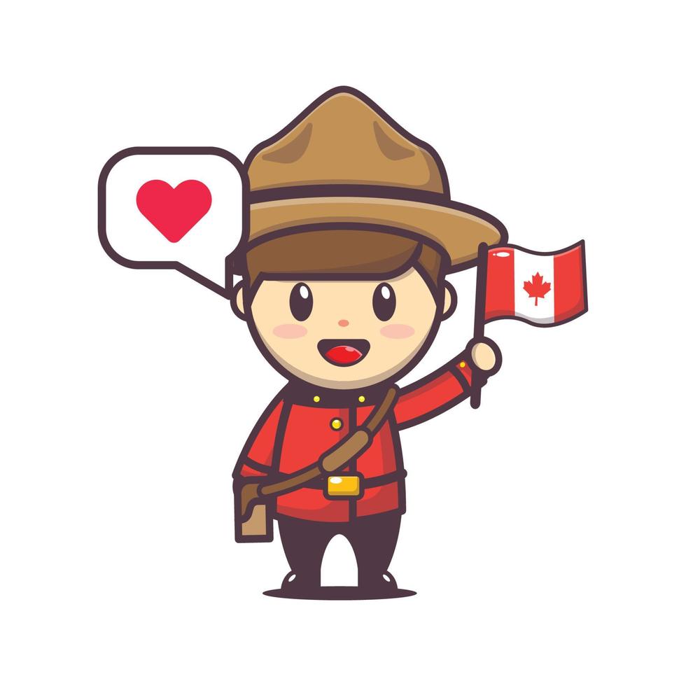 canada day illustration with cute cartoon character vector