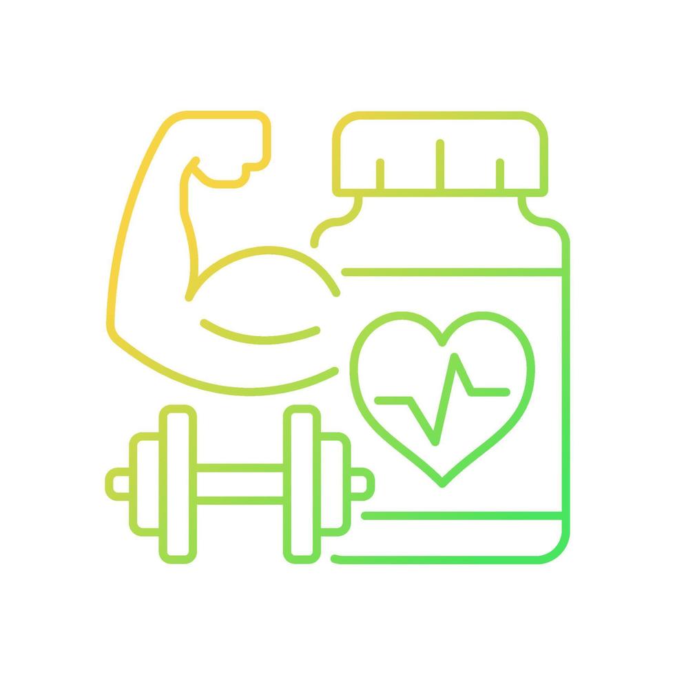 Cardiovascular supplements for athletes gradient linear vector icon. Cardio supplements to boost stamina and endurance. Thin line color symbol. Modern style pictogram. Vector isolated outline drawing