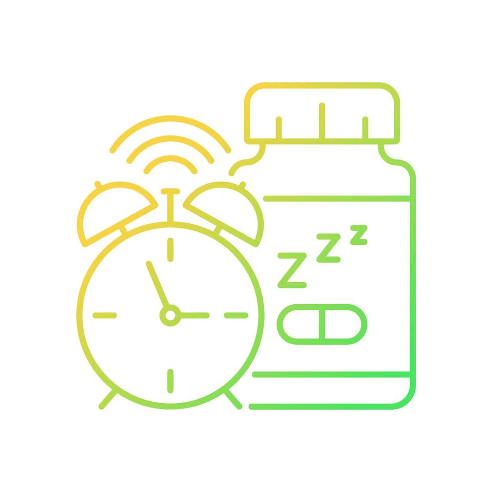 Supplements for insomnia gradient linear vector icon. Sleep deprivation medication. Sleep promoting supplements. Thin line color symbol. Modern style pictogram. Vector isolated outline drawing