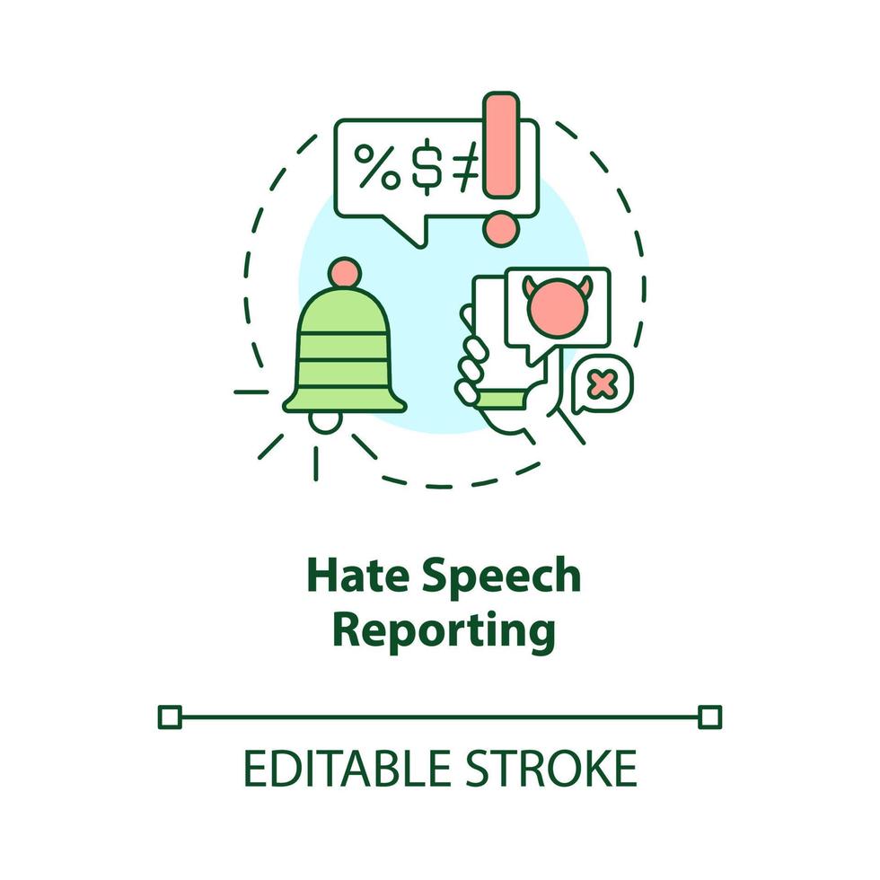 Hate speech reporting concept icon. Hate speech countering abstract idea thin line illustration. Combating bias crime effectively. Vector isolated outline color drawing. Editable stroke