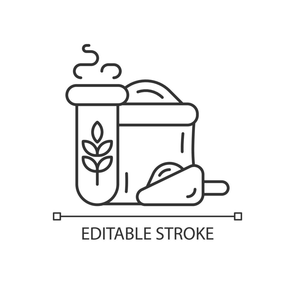 Wheat and flour quality test linear icon. Flour milling production control. Agricultural industry. Thin line customizable illustration. Contour symbol. Vector isolated outline drawing. Editable stroke