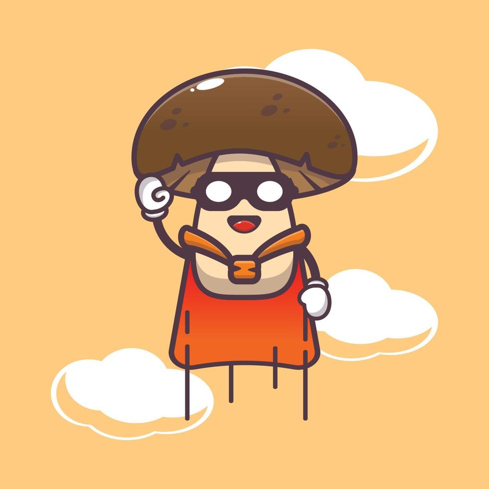 cute super mushroom cartoon character illustration vector