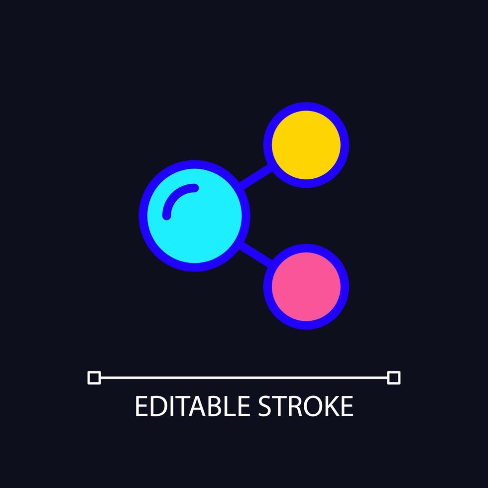 Social media sharing pixel perfect RGB color icon for dark theme. Marketing strategy and promotion. Online store. Simple filled line drawing on night mode background. Editable stroke. Arial font used vector