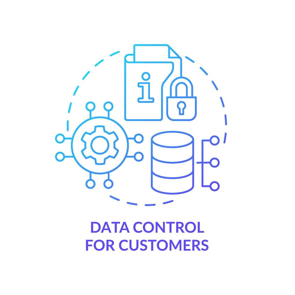 Data control for customers blue gradient concept icon. Digital protection. Marketing trend abstract idea thin line illustration. Isolated outline drawing. Myriad Pro-Bold font used vector