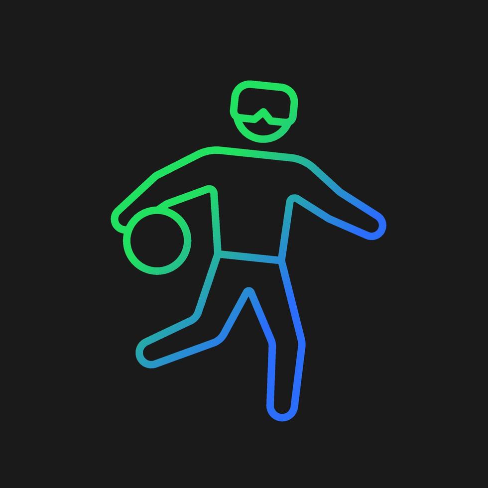 Goalball gradient vector icon for dark theme. Team sport for athletes with vision impairment. Disabled athletes. Thin line color symbol. Modern style pictogram. Vector isolated outline drawing