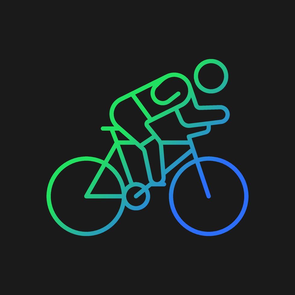 Track cycling gradient vector icon for dark theme. Bicycle racing competition. Athletes with physical disability. Thin line color symbol. Modern style pictogram. Vector isolated outline drawing