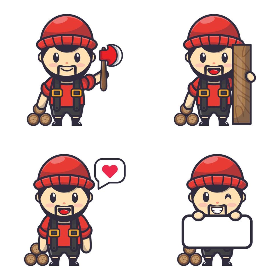 cute carpenter cartoon mascot character illustration vector