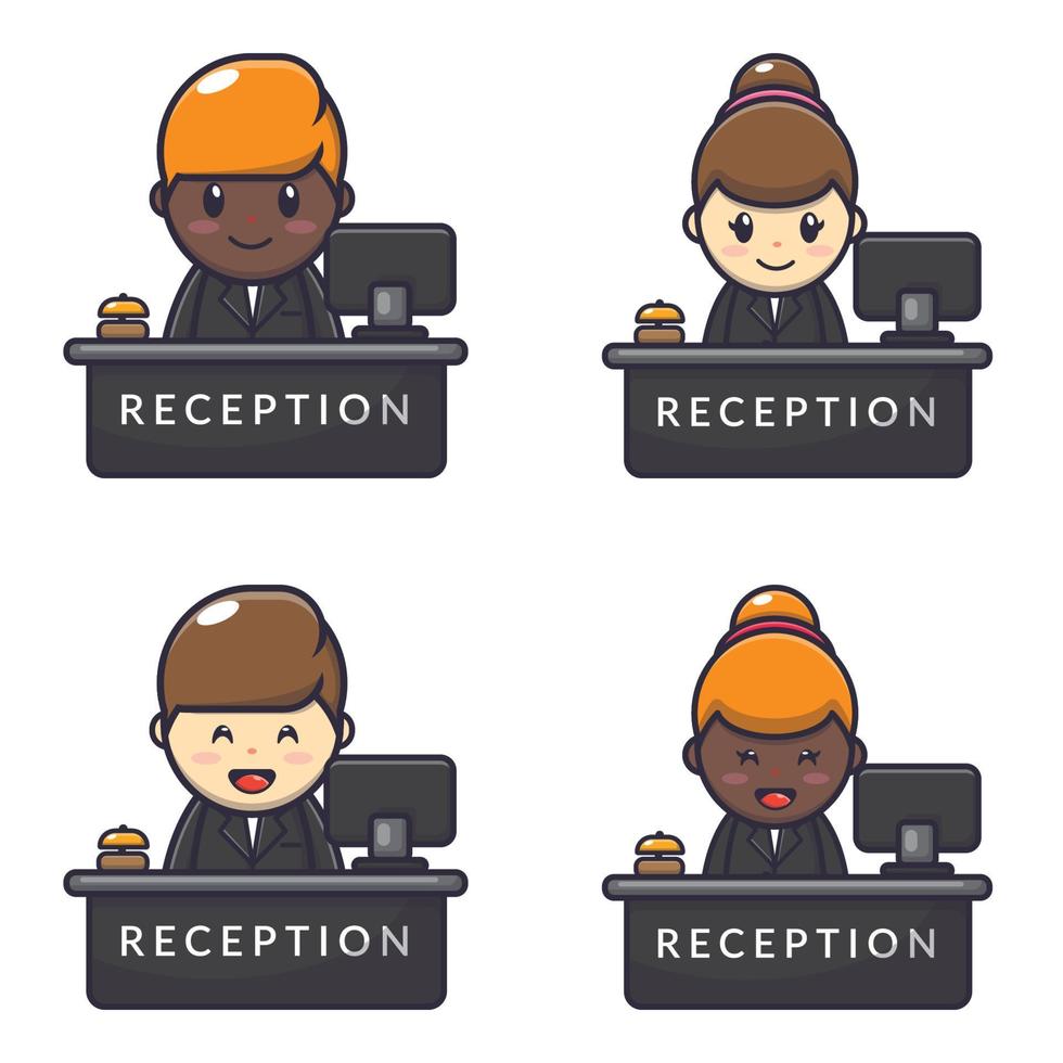 cute receptionist cartoon mascot character illustration vector