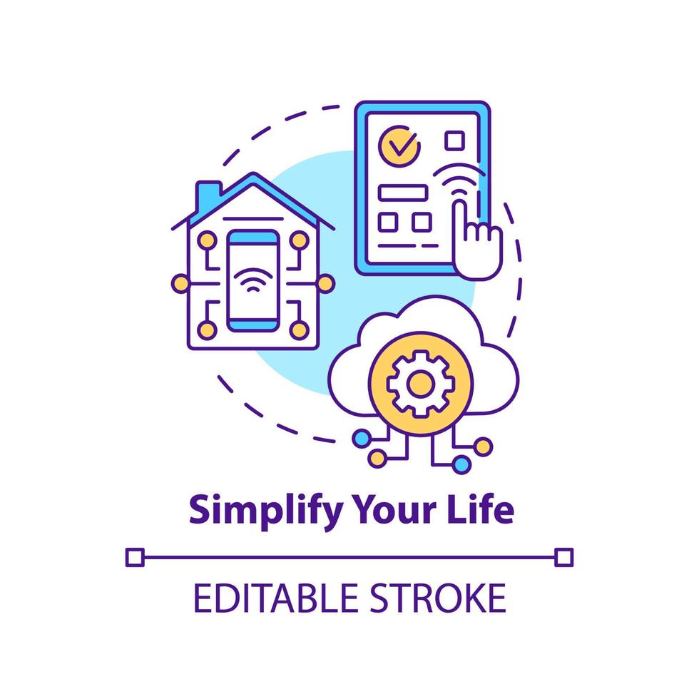 Simplify your life concept icon. Hightech. Automation advantages abstract idea thin line illustration. Isolated outline drawing. Editable stroke. Roboto-Medium, Myriad Pro-Bold fonts used vector
