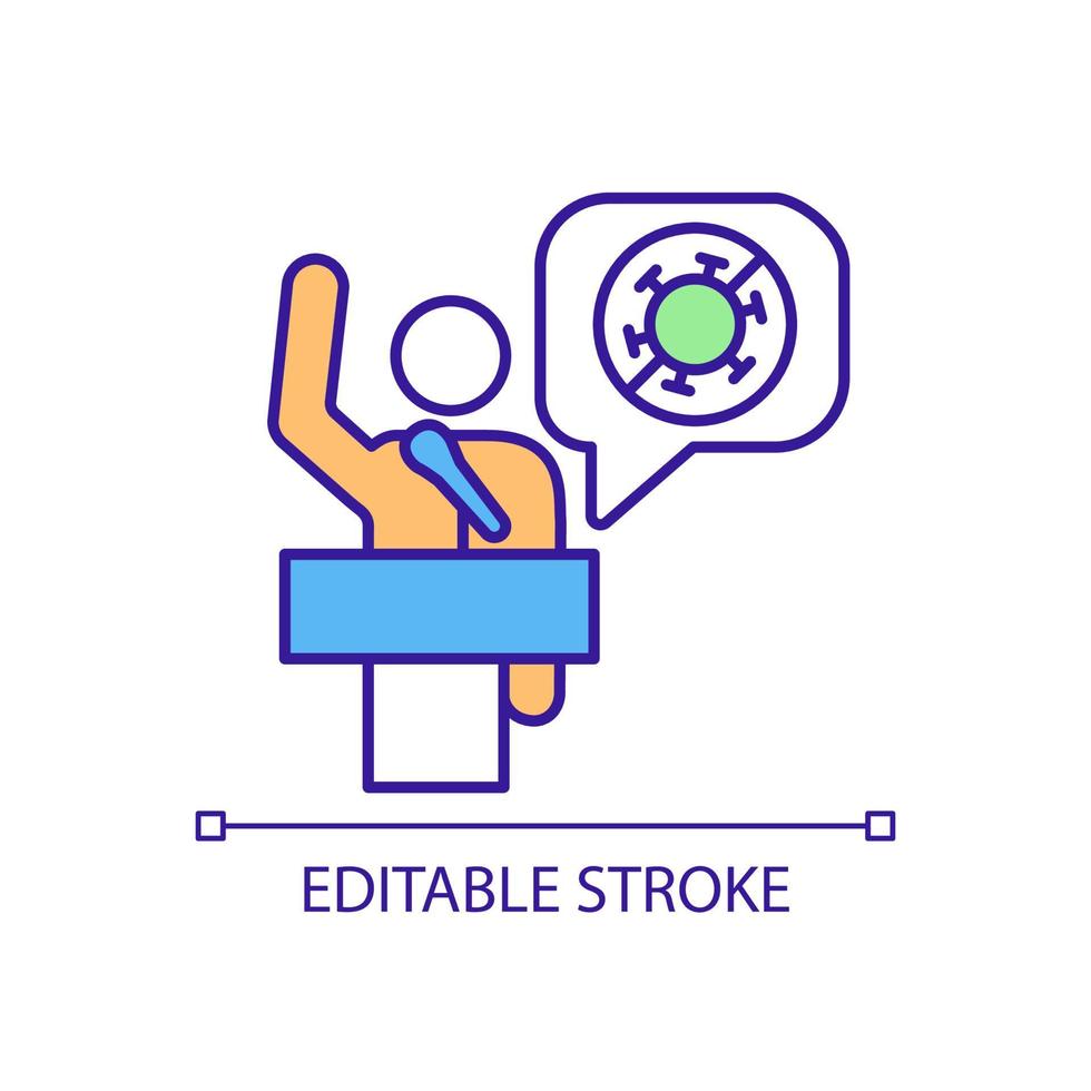 Covid awareness campaign RGB color icon. Way to raising vaccination rates. Fight against misinformation about vaccines. Isolated vector illustration. Simple filled line drawing. Editable stroke
