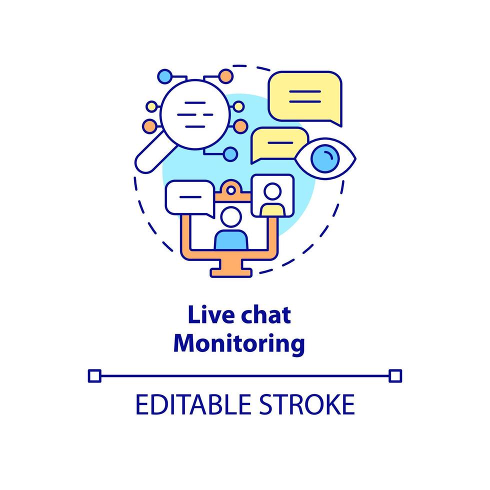 Live chat monitoring concept icon. Tracking communication of work team. Employee monitoring abstract idea thin line illustration. Vector isolated outline color drawing. Editable stroke