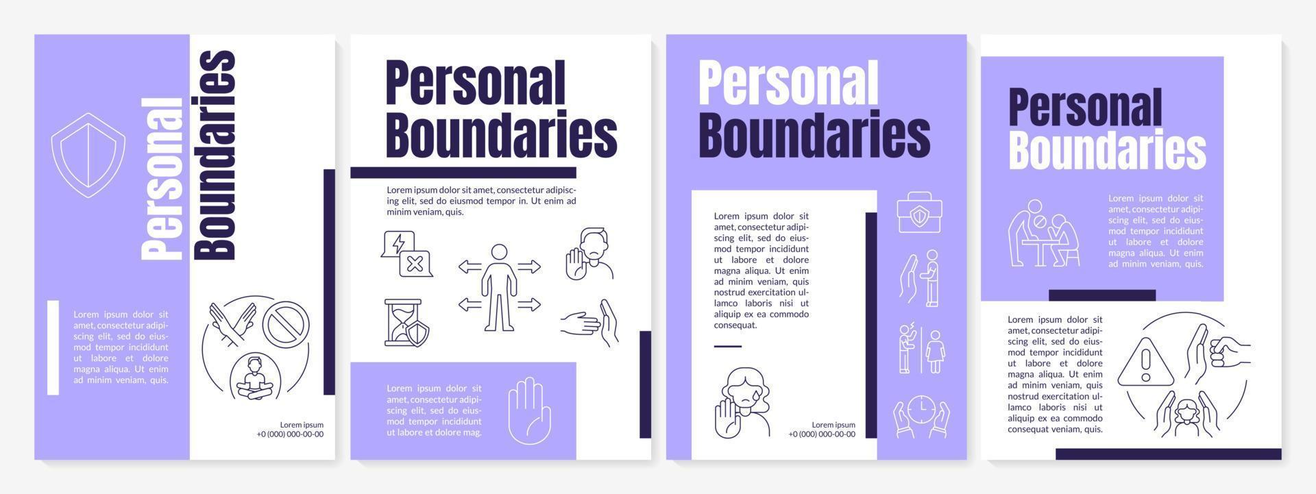 Individual boundaries brochure template. Define comfort zone. Flyer, booklet, leaflet print, cover design with linear icons. Vector layouts for presentation, annual reports, advertisement pages