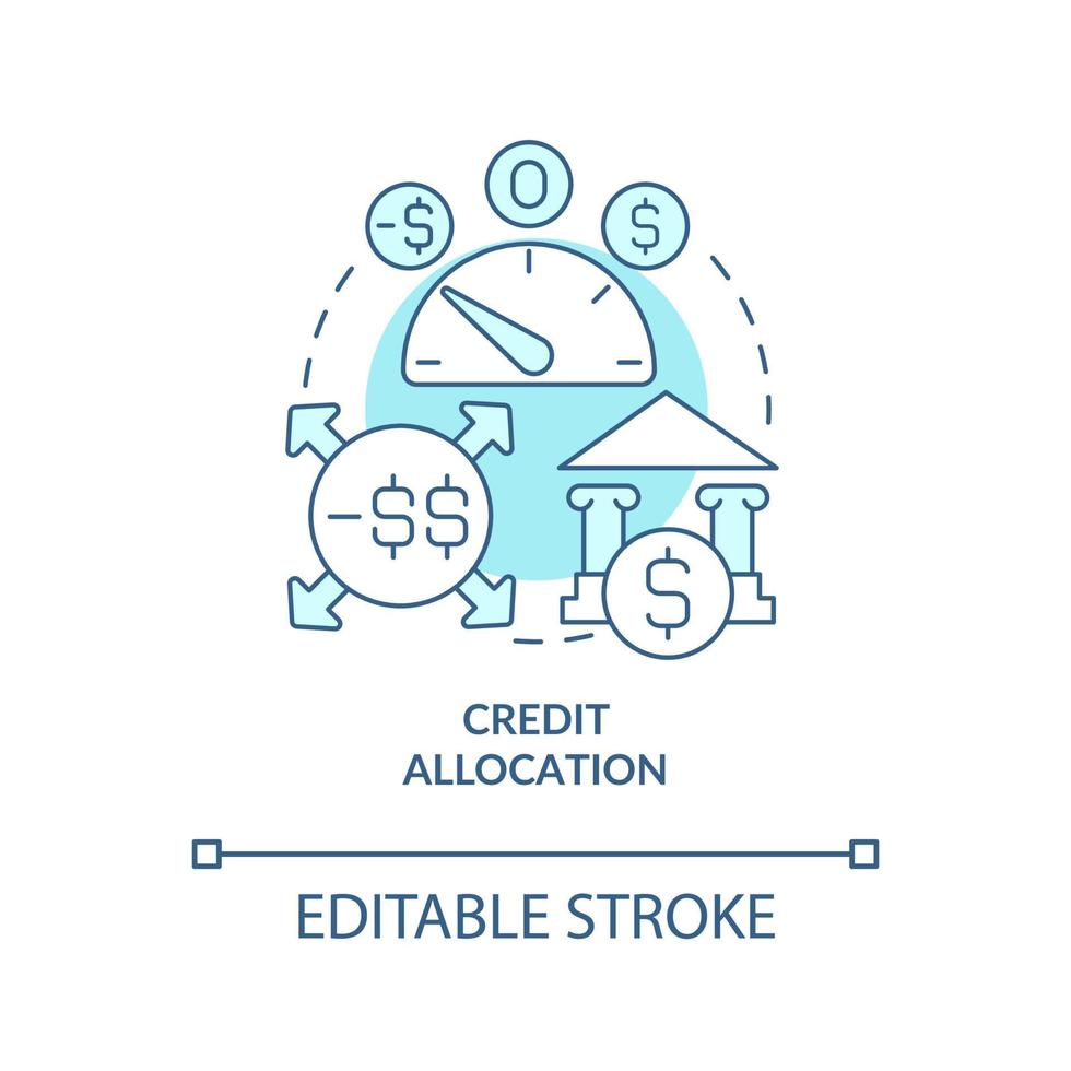 Credit allocation process concept icon. Business efficiency increasing. Credit granting abstract idea thin line illustration. Vector isolated outline color drawing. Editable stroke