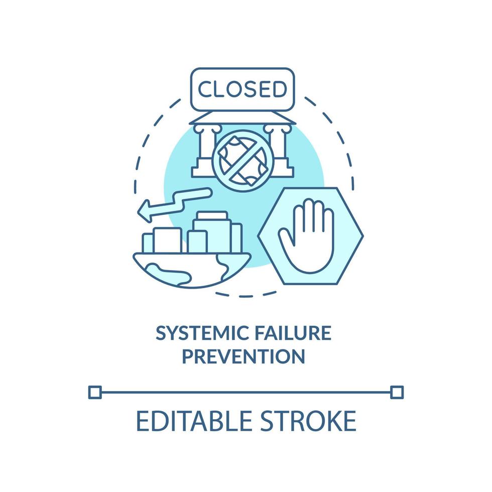 Systemic collapse prevention concept icon. Crisis, bank panic prevention. Financial help abstract idea thin line illustration. Vector isolated outline color drawing. Editable stroke