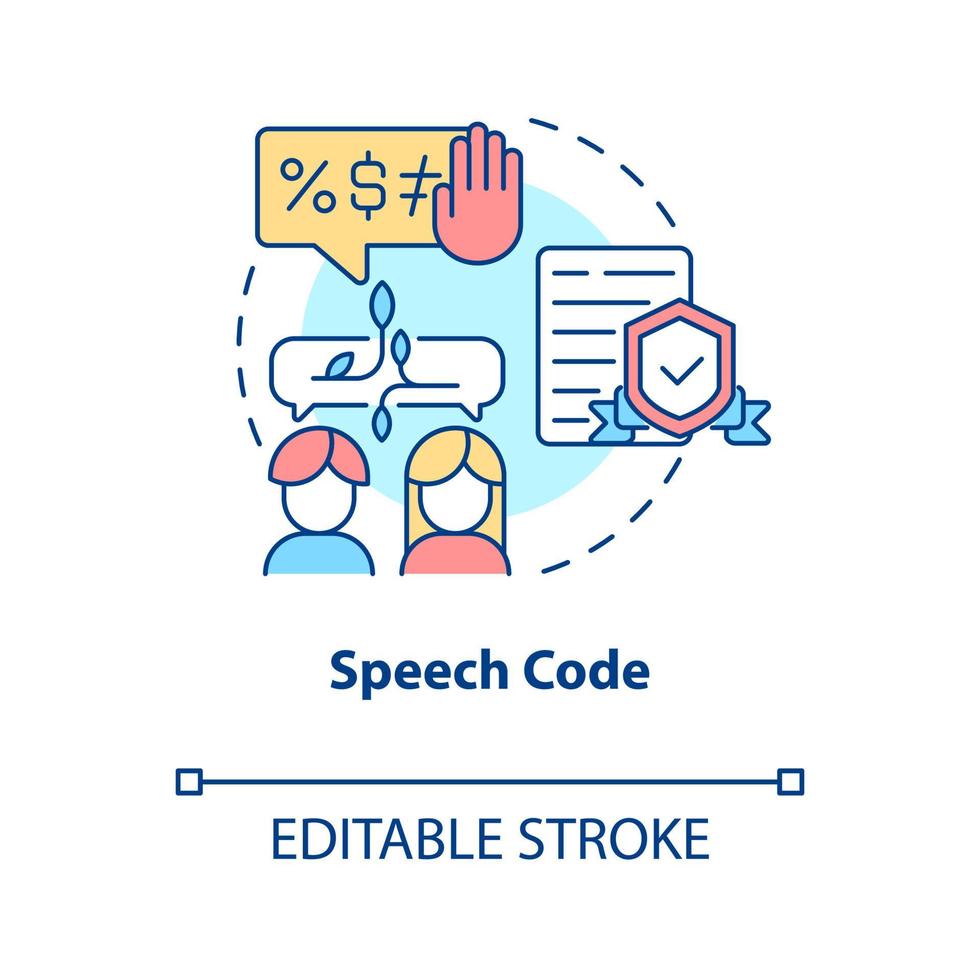 Speech code concept icon. Public communication limitation abstract idea thin line illustration. Rules about communicative conduct. Vector isolated outline color drawing. Editable stroke