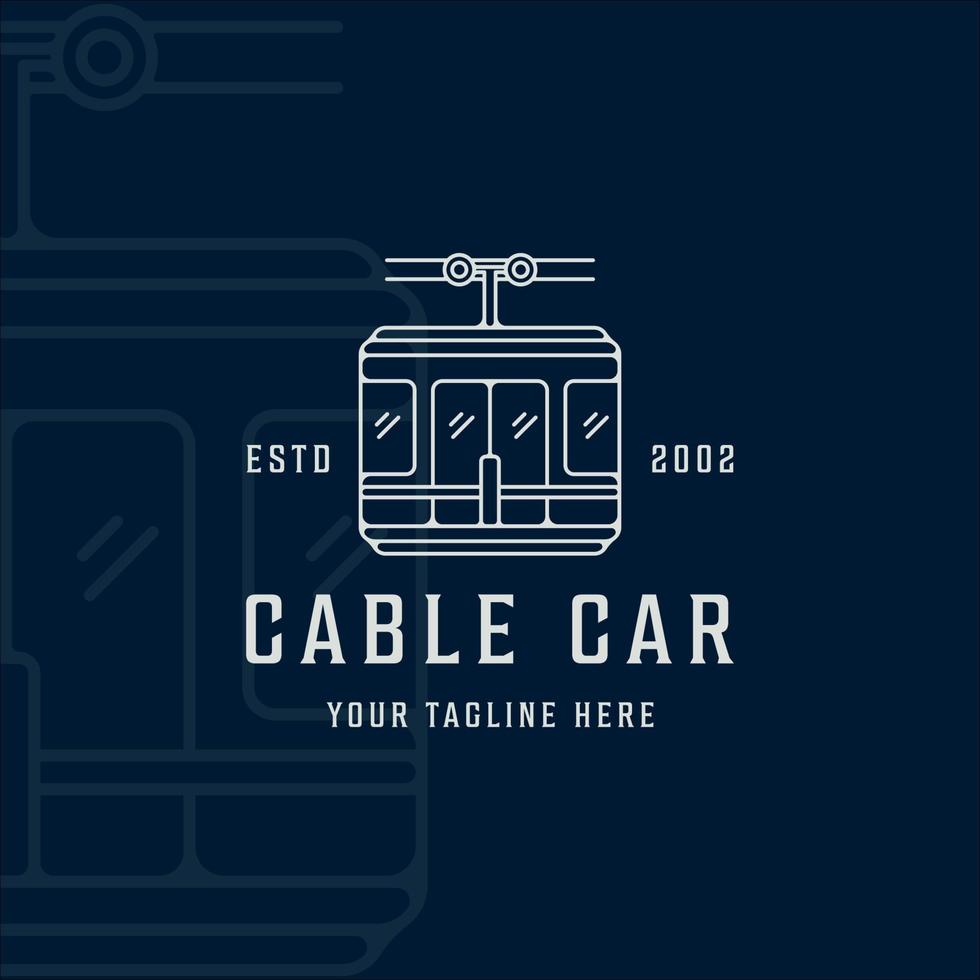 cable car or gondola logo line art simple minimalist vector illustration template icon graphic design. transportation business travel for vacation at mountain