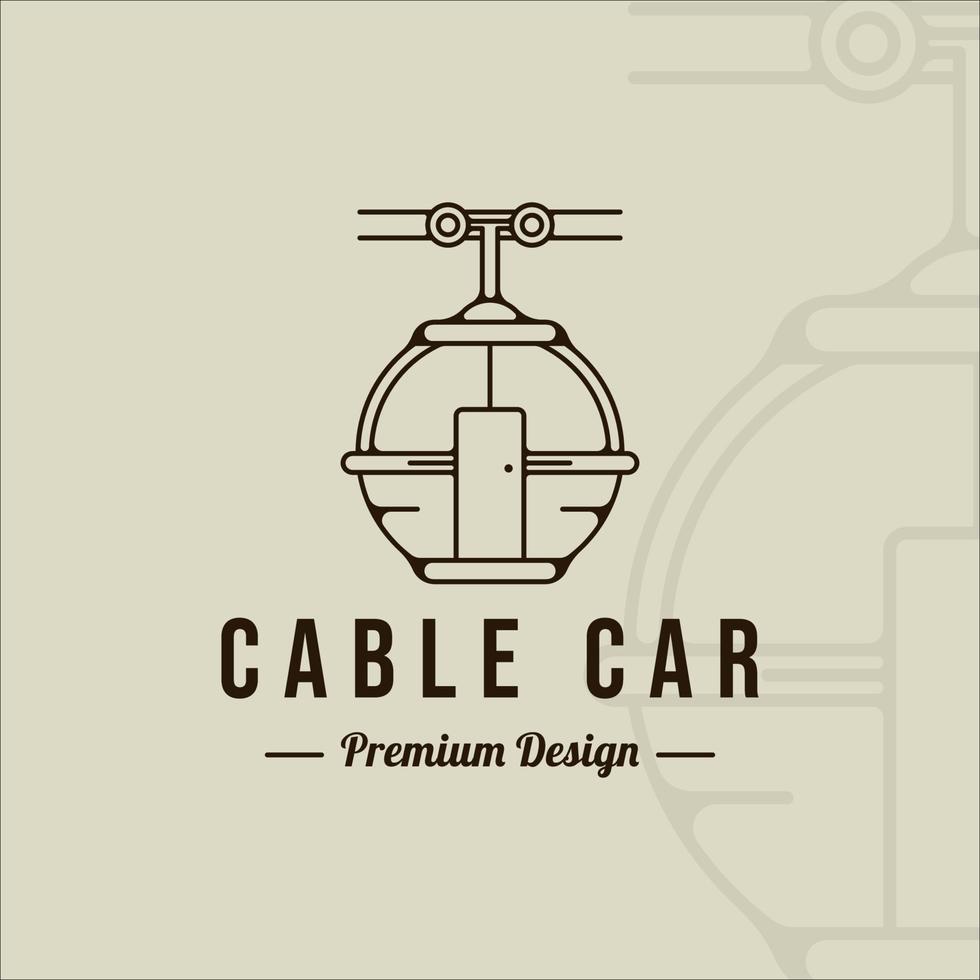 cable car or gondola logo line art simple minimalist vector illustration template icon graphic design. transportation business travel for vacation at mountain