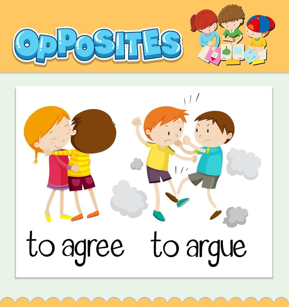 Opposite words for to agree and to argue vector